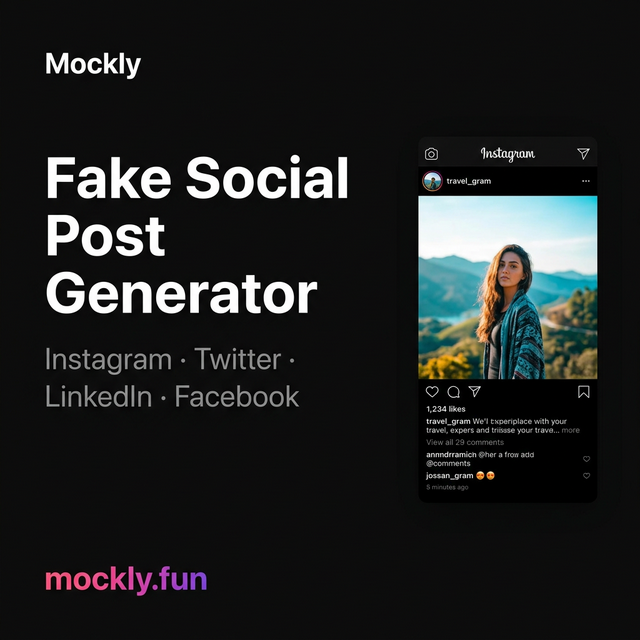 Fake Post Free Fake Instagram Post & Tweet Generator — Mockly Post Editor